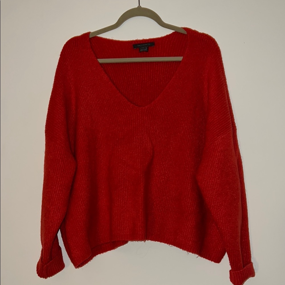 French Connection Red V-Neck Sweater